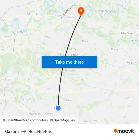 Gastins to Reuil-En-Brie map