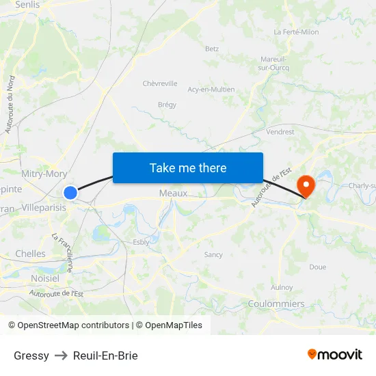 Gressy to Reuil-En-Brie map