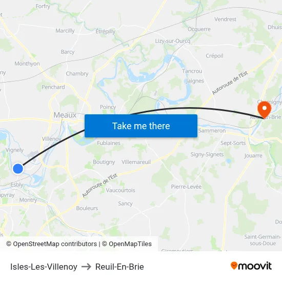 Isles-Les-Villenoy to Reuil-En-Brie map