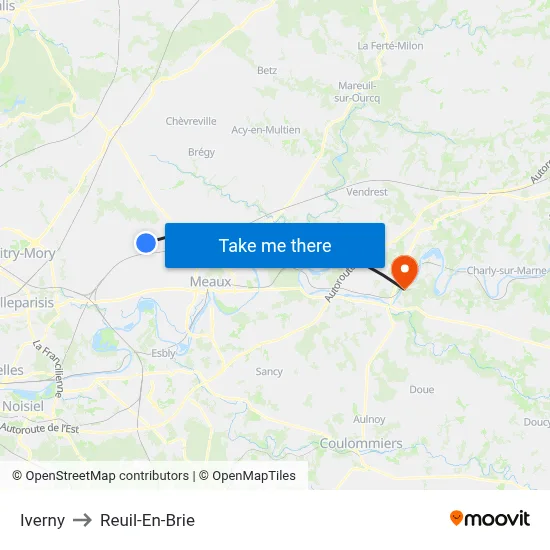 Iverny to Reuil-En-Brie map