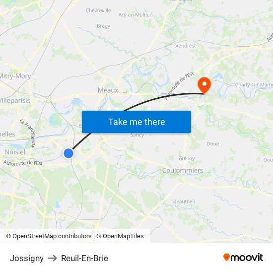 Jossigny to Reuil-En-Brie map