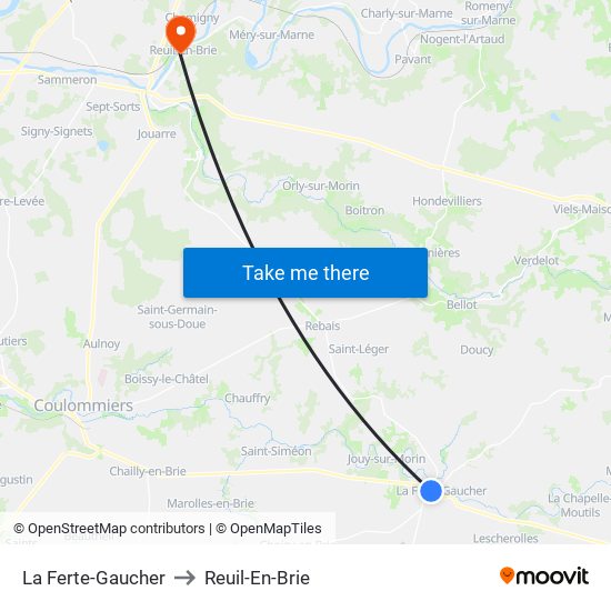 La Ferte-Gaucher to Reuil-En-Brie map