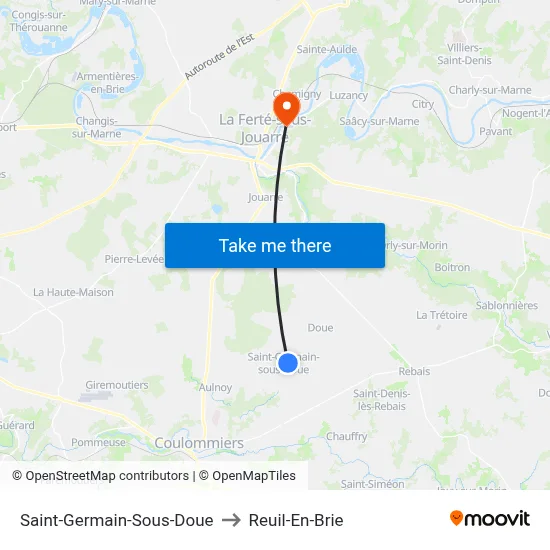 Saint-Germain-Sous-Doue to Reuil-En-Brie map