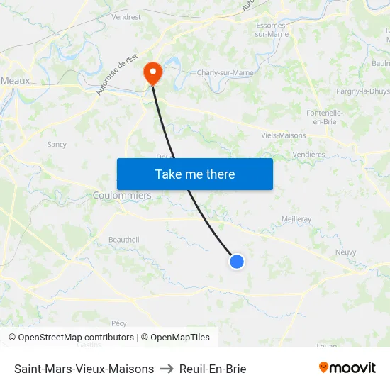 Saint-Mars-Vieux-Maisons to Reuil-En-Brie map