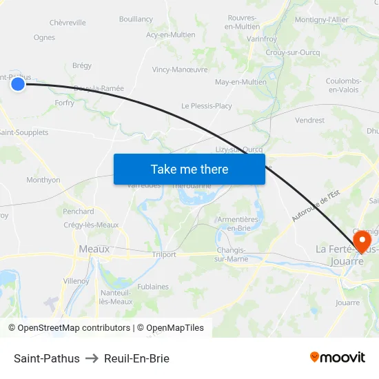Saint-Pathus to Reuil-En-Brie map
