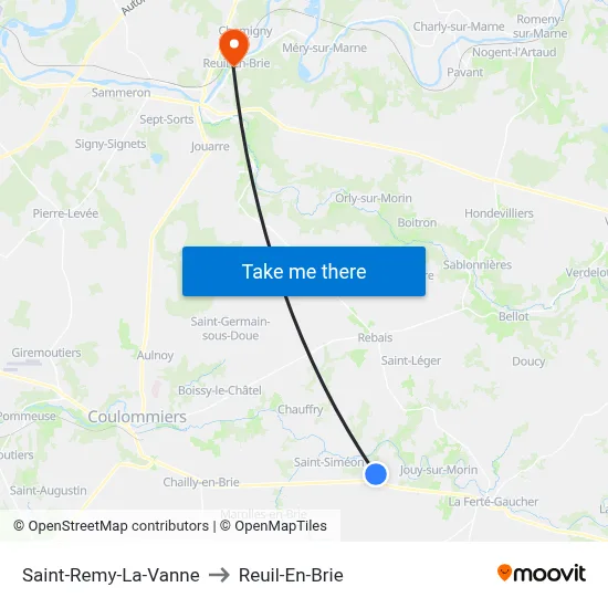 Saint-Remy-La-Vanne to Reuil-En-Brie map