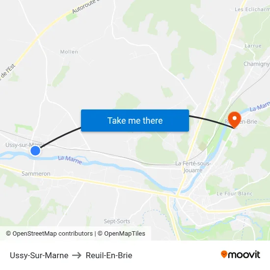 Ussy-Sur-Marne to Reuil-En-Brie map
