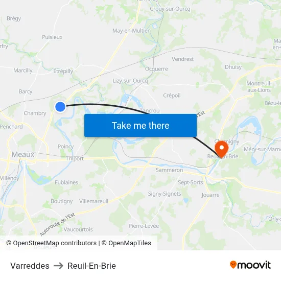 Varreddes to Reuil-En-Brie map