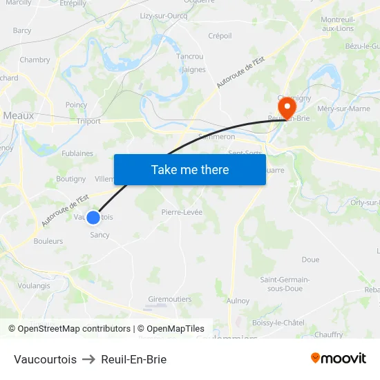Vaucourtois to Reuil-En-Brie map