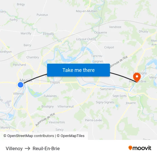 Villenoy to Reuil-En-Brie map
