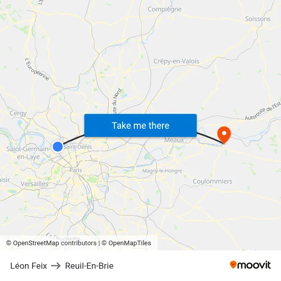 Léon Feix to Reuil-En-Brie map