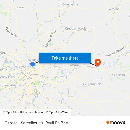 Garges - Sarcelles to Reuil-En-Brie map