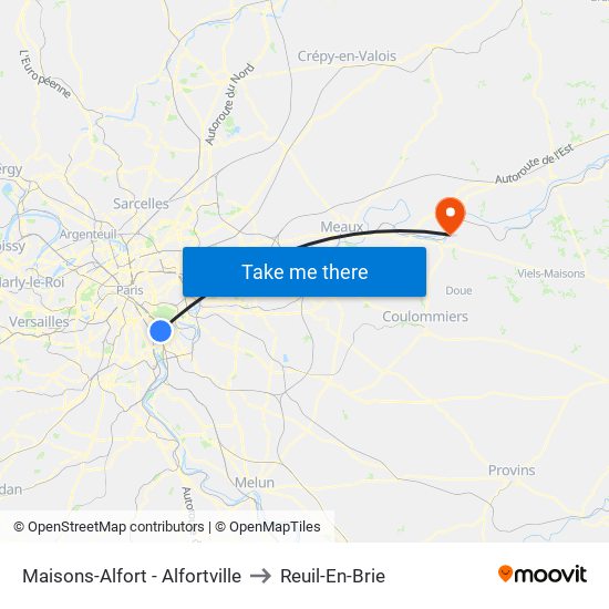 Maisons-Alfort - Alfortville to Reuil-En-Brie map