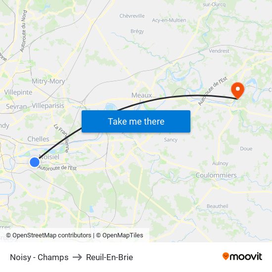 Noisy - Champs to Reuil-En-Brie map