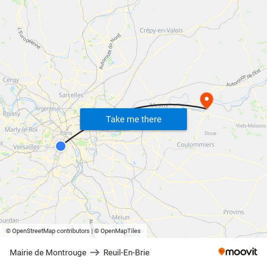 Mairie de Montrouge to Reuil-En-Brie map