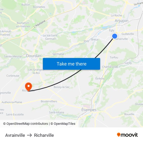 Avrainville to Richarville map