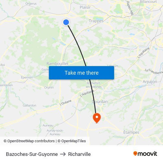 Bazoches-Sur-Guyonne to Richarville map