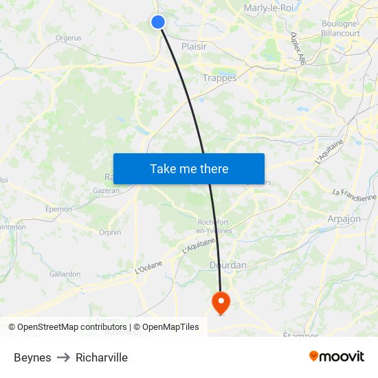 Beynes to Richarville map