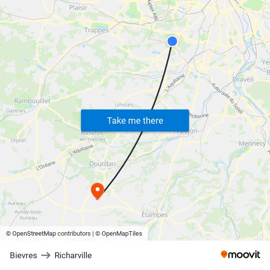 Bievres to Richarville map