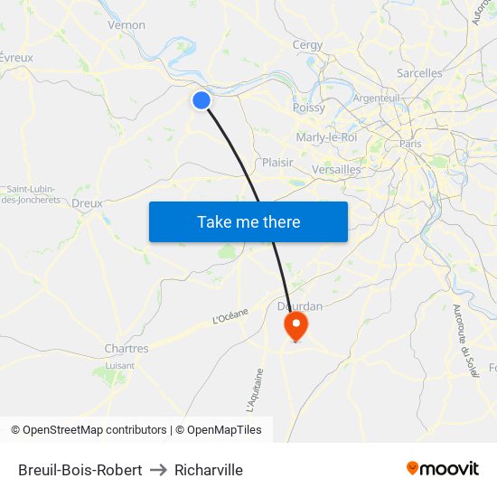 Breuil-Bois-Robert to Richarville map