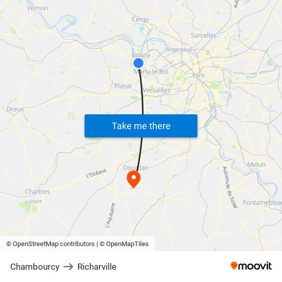 Chambourcy to Richarville map