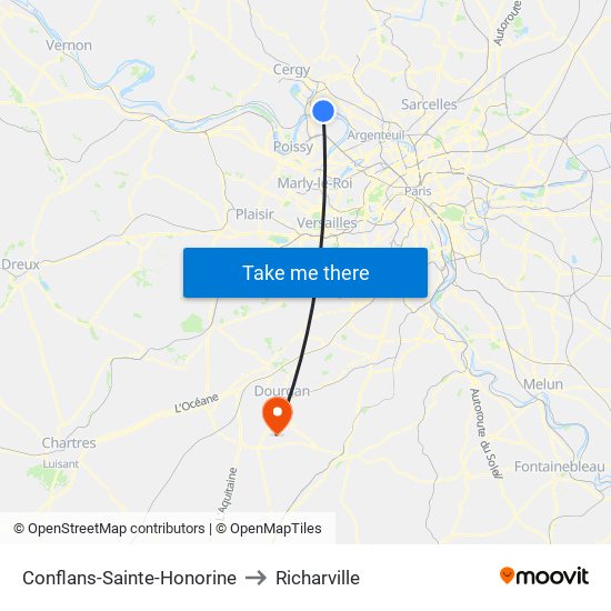 Conflans-Sainte-Honorine to Richarville map