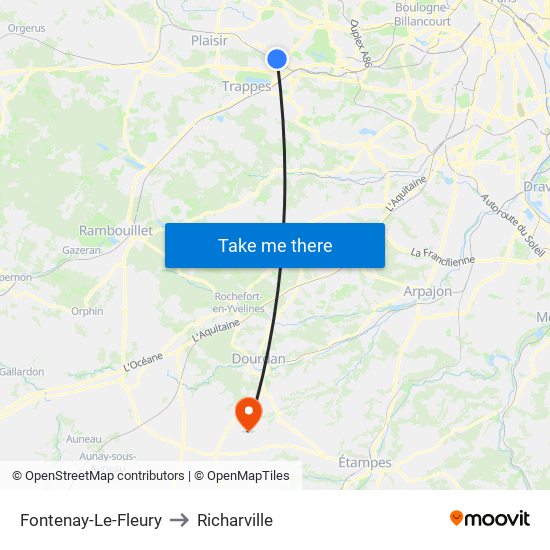 Fontenay-Le-Fleury to Richarville map