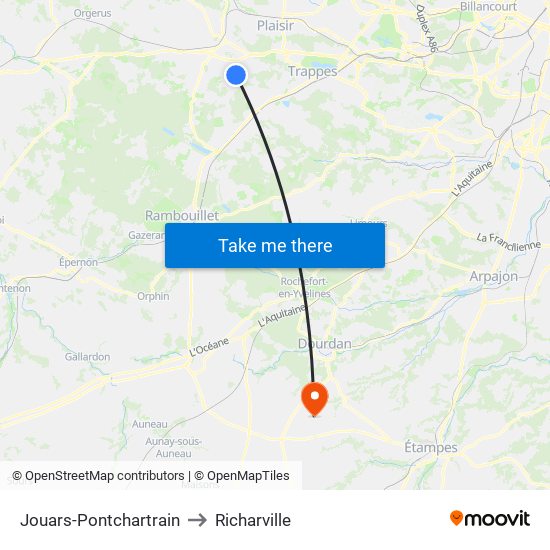 Jouars-Pontchartrain to Richarville map