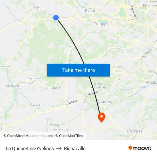 La Queue-Les-Yvelines to Richarville map