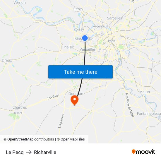 Le Pecq to Richarville map