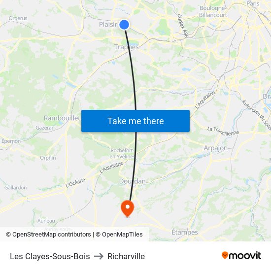 Les Clayes-Sous-Bois to Richarville map