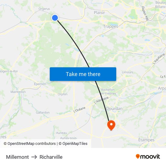 Millemont to Richarville map