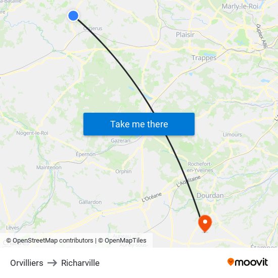 Orvilliers to Richarville map