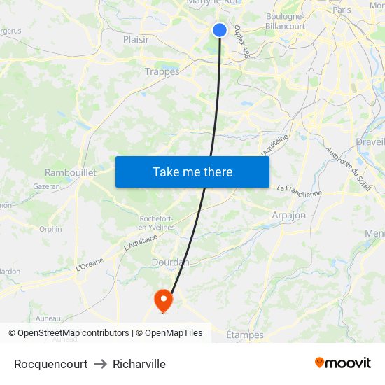 Rocquencourt to Richarville map