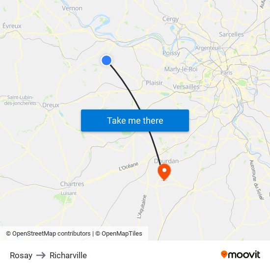 Rosay to Richarville map