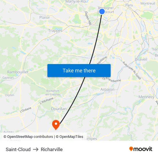 Saint-Cloud to Richarville map