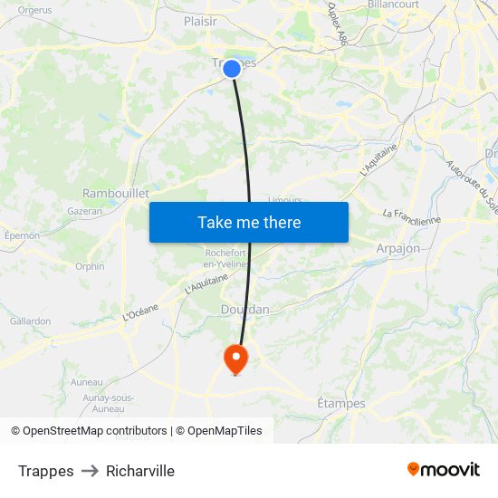 Trappes to Richarville map