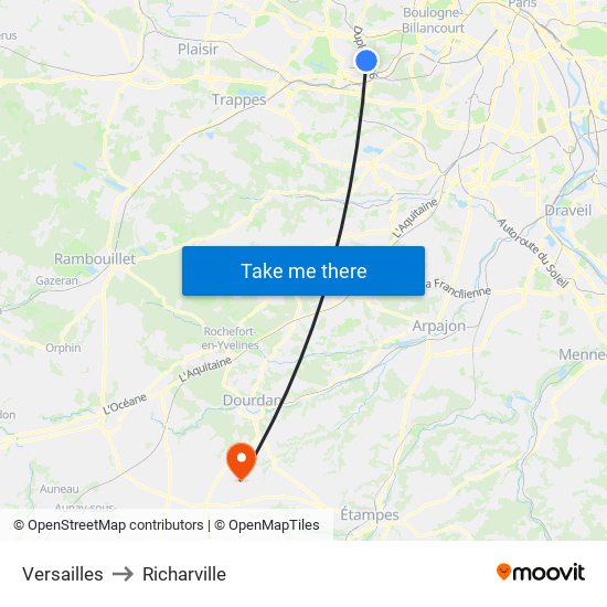 Versailles to Richarville map