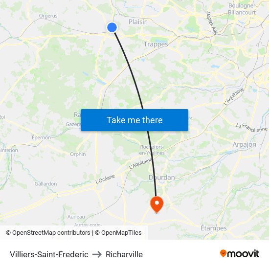 Villiers-Saint-Frederic to Richarville map