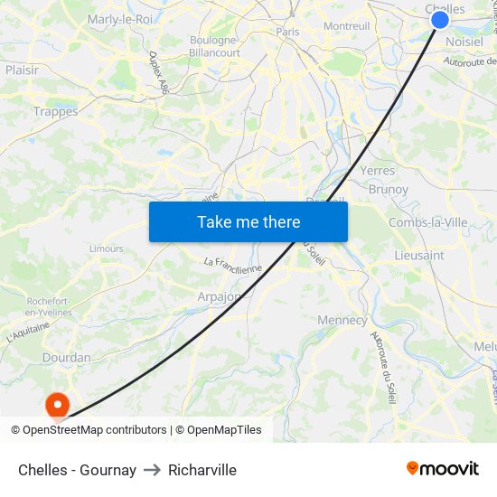 Chelles - Gournay to Richarville map