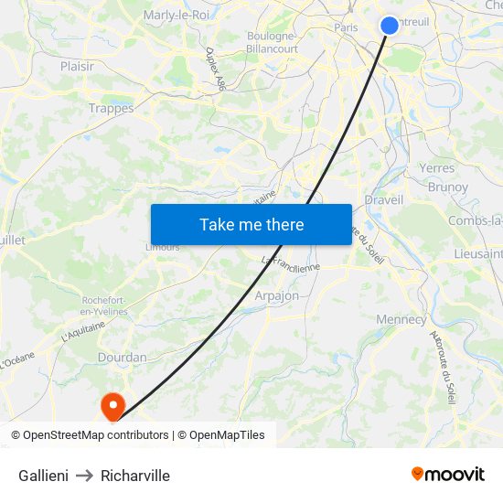 Gallieni to Richarville map
