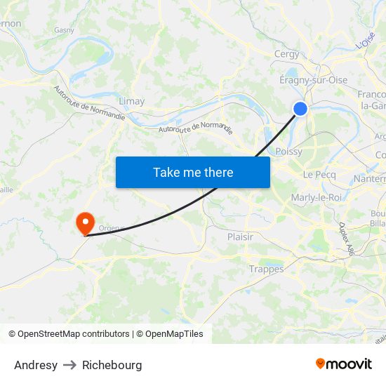 Andresy to Richebourg map