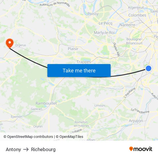 Antony to Richebourg map