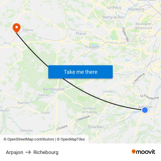 Arpajon to Richebourg map