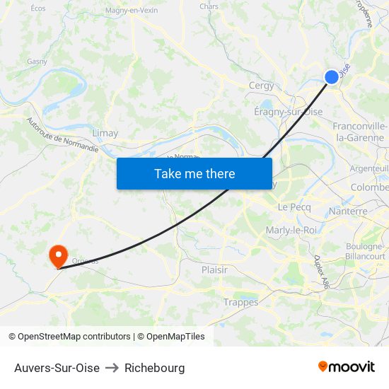 Auvers-Sur-Oise to Richebourg map