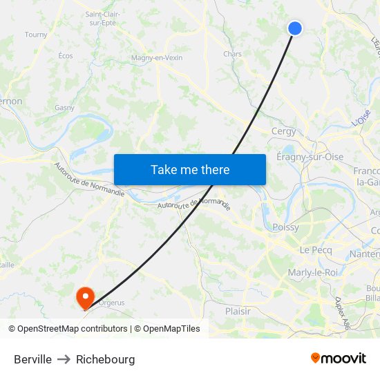 Berville to Richebourg map