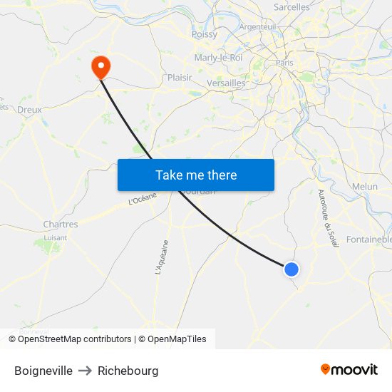 Boigneville to Richebourg map