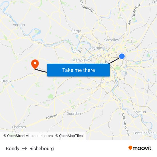 Bondy to Richebourg map