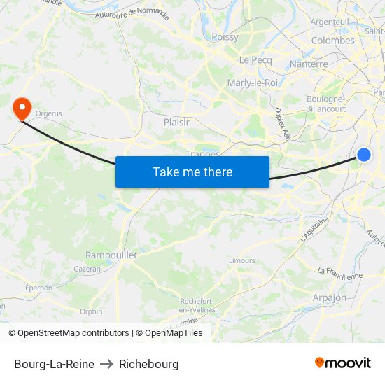 Bourg-La-Reine to Richebourg map