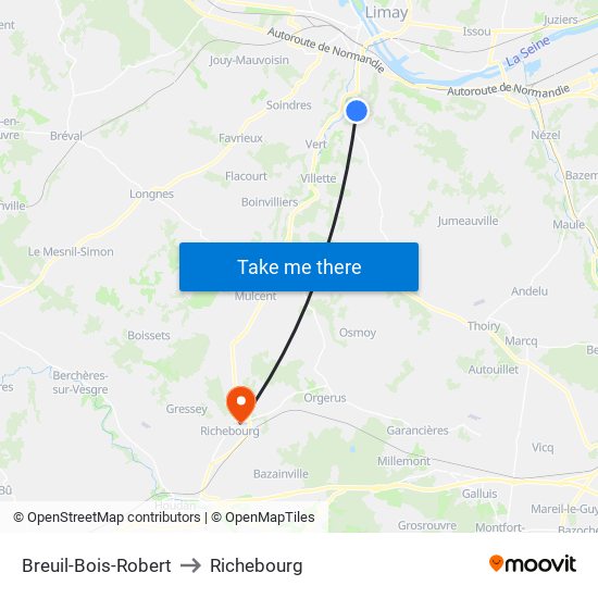 Breuil-Bois-Robert to Richebourg map
